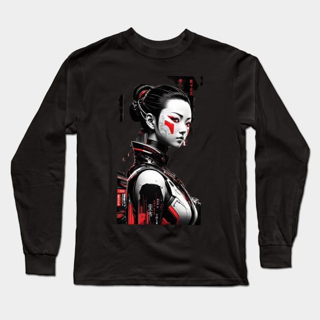 Japanese Cyber Girl - Futuristic Style Long Sleeve T-Shirt by pibstudio. 